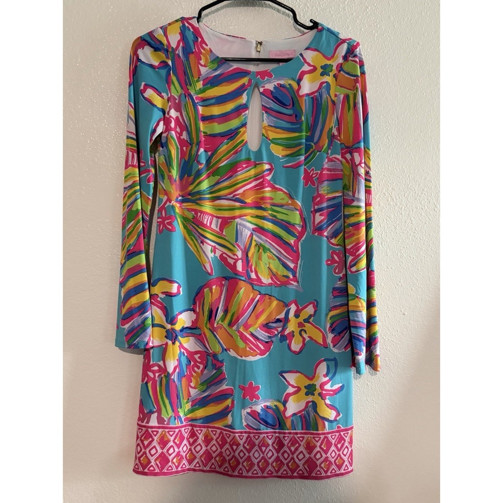 Lilly Pulitzer Fairfield Tunic Dress Sea Blue Summer Haze Engineered‎ XS
